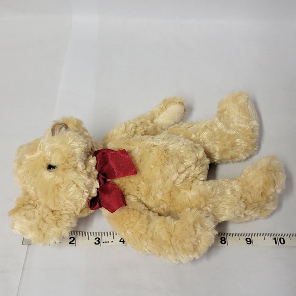 Russ Berrie Spencer Teddy Bear Plush 10" Tan Red Bow Stuffed beanie Animal soft - Picture 6 of 7